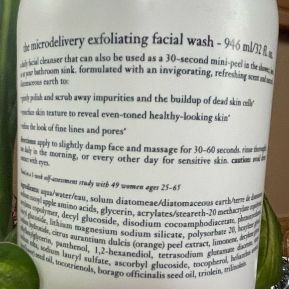 PHILOSOPHY MICRODELIVERY EXFOLIATING FACIAL WASH 32oz. Sealed with pump. - Picture 3 of 4